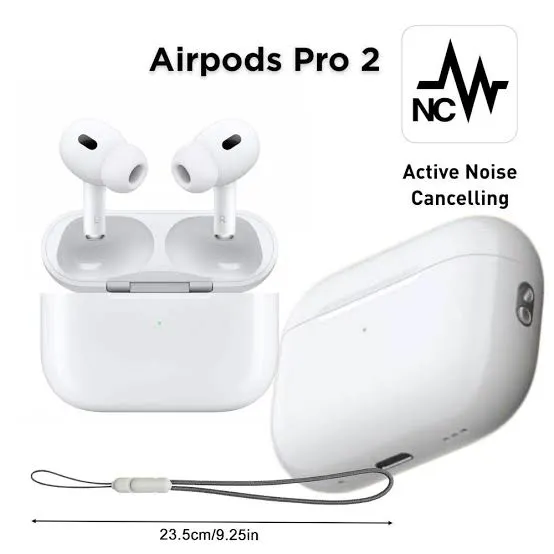 Airpods Pro 2nd Generation Titanium Edition Wireless Earbuds With Bluetooth 5.3, Buzzer And Volume Control